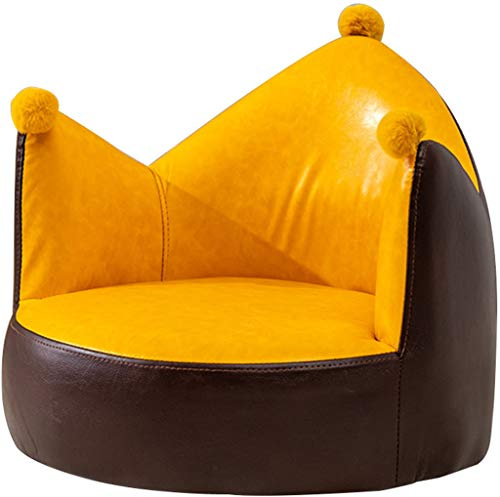 ZYCSKTL Einfaches Schlafzimmer Kleiner Heller PU Ledersessel, Princess Entertainment Game Rest Sofastuhl, Tragend 90kg (Color : Yellow, Size : 51 * 50 * 45cm)