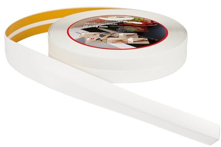 ProfiPVC Plinthe souple autoadhésive en PVC finition 18x18mm 15m Blanc | Baguette autocollante, bande d'étanchéité pour cuisine, salle de bain, évier, baignoire, plan de travail et finition murale