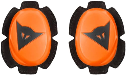 Dainese - Pista Knee Slider, Rodillera de Poliuretano para Moto, Rodilleras para Moto, Contacto Uniforme con Pista y Asfalto, Deslizadera para Moto con Cierre de Velcro, Naranja Flúo/Negro