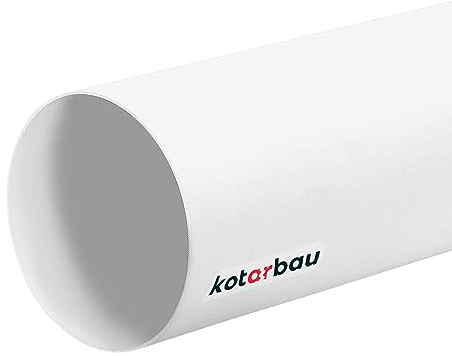 KOTARBAU® - Tubo di ventilazione tondo in PVC, 1000 mm di lunghezza e 100 mm di diametro, colore bianco