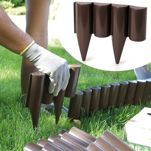 GardenPlast® PalGarden - Bordure de pelouse - Palissade de Jardin - Bordure de Parterre - Aspect Bois - 10 m - Marron
