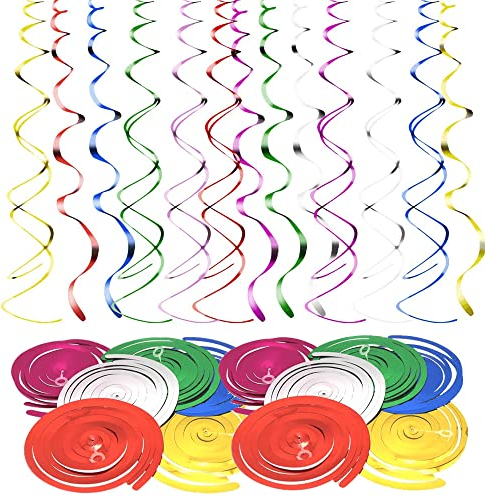 Decorazioni a Spirale Festoni a Spirale 48 pezzi Stelle Filanti a Spirale 6 Colori Decorazioni per Feste di Stelle Filanti per Natale Halloween Matrimonio Compleanno Articoli per Feste