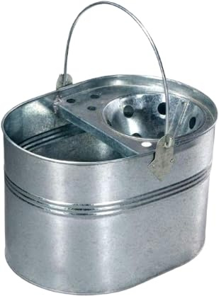 Best House Galvanized Steel Mop Bucket - 15 Litres Heavy Duty Industrial for Office, Kitchen, Bathroom, Home Floor Cleaning - Silver (Pack of 1)