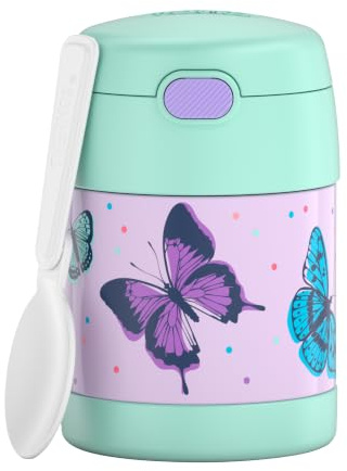 RMOVR THERMOS kids FUNTAINER FOOD JAR 0,30 l, smörkakel, termobehållare för mat med sked för barn, 5 h varm/7 h kallt, absolut tät för soppa, müsli, paus
