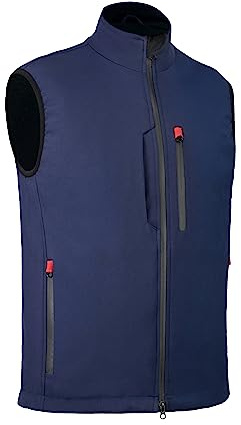 Ambick Krayz Chaleco Softshell para Hombre con Forro Polar Resistente al Viento, Chaleco para Correr sin Mangas, Ideal para Viajes, Golf, Senderismo (3XL, Azul marino)