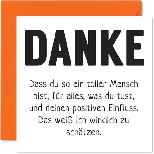 Stuff4 Dankeskarten – Ein Toller Mensch, Positiven Einfluss – Dankeskarten für Ihn, Sie, Männer, Frauen, Karte mit herzlicher Wertschätzung 145 mm x 145 mm Grußkarten für Geschenke