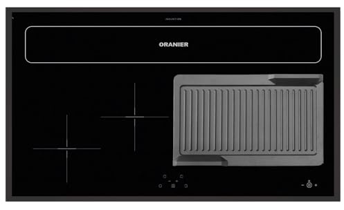 Oranier FlexX-Induktion KXI 1092 - Induktionskochfeld 90 cm mit Abluft-Umluft Kochfeldabzug & gerillte Grillplatte & schwarzer Kochfeldrahmen
