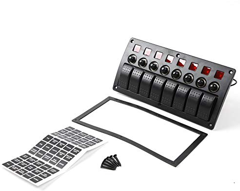 Schalterkasten 12V / 24V 8Gang schalter panel LED Schaltpanel Schalter Kippschalter Schalttafel Auto Bus Boot, Wasserdicht IP65, ABS PC PBT, Panelsteuerung