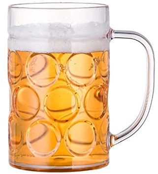 BYUTFA Boccale di Birra infrangibile in Acrilico Bicchiere infrangibile con Manico Bicchieri per caffè al Latte Bicchiere da Champagne Riutilizzabile per Bar