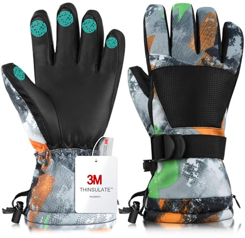 Odtmger Ski Gloves,Winter Waterproof & Warm Snow Gloves for Parent Child Kids-Skiing,Cycling,Motorcycle,Running