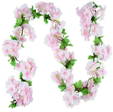 Guirnalda artificial de flores de cerezo de seda, enredadera de ratán Sakura para decoración de arco de boda, decoración del hogar, jardín, fiesta