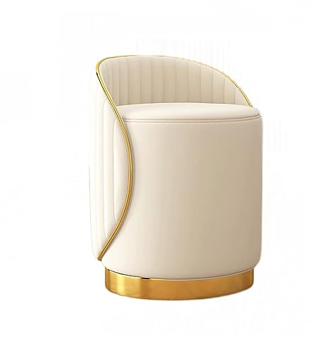 Aimeryup Niedriger Hocker, rund, mit Rückenlehne, Kunstleder, Sitzkissen, Schminktisch, Maniküre-Hocker, 42 x 37 cm (Größe: 37 x 42 cm, Farbe: E)