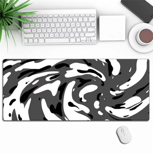 Gaming Mauspad, Mousepad Große Weiß Grau Schwarz Mauspad XXL 1200x600x3mm Großes Schreibtischunterlage rutschfeste für PC, Laptop Verbessert Präzision und Geschwindigkei