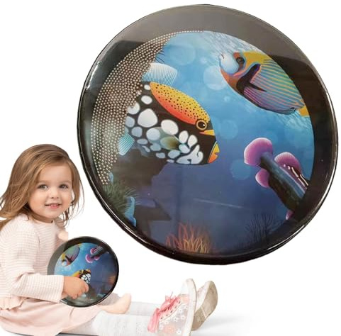 Tambor de percusión para niños, tambor sonoro marino | Tambor marino de sonido cómodo | Instrumento de percusión con cuentas de onda delicada, reutilizable para tambor educativo