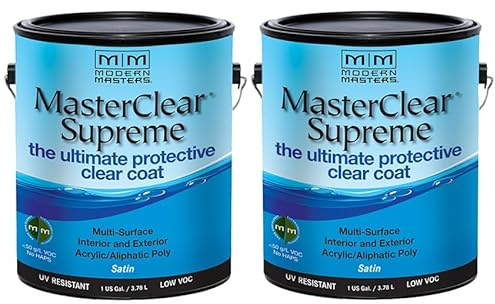 2 Pack of 1 gal Modern Masters MCS902 Clear MasterClear Supreme Protective Clear Coat, Satin