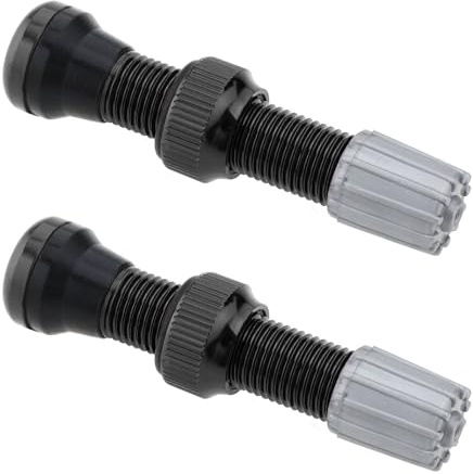 EMSea 2 Pièces 44mm Valve d'air Tubeless Valve de Pneu en Alliage Base Ronde Vannes de Petite Taille pour Vélo de Route Tige de Valve Tubeless Noir (avec Bouchons)