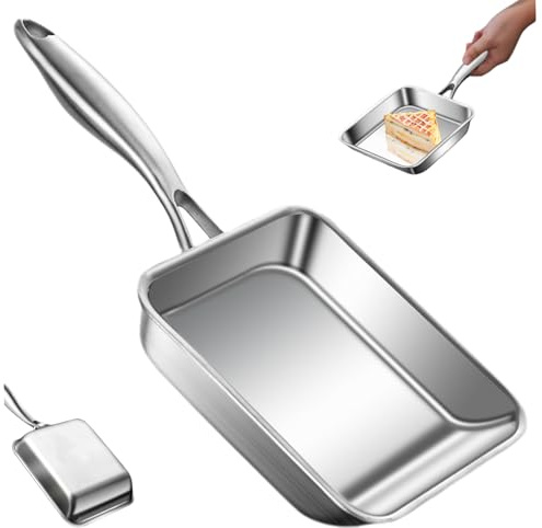 Comebachome Tamagoyaki Pan - 7.5x6.3 Stainless Steel Non-Stick Square Egg Frying Pan for Omelette, Egg Roll, Steaks, Bacon