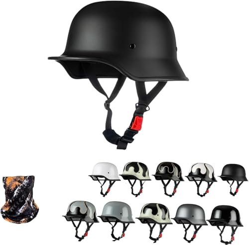 GTTZTHEB Casco A Scodella Scooter Motorino Mezzo Casco da Motociclista Vintage Caschi Aperto Caschi da Moto Mezzo Elmetto Moto retrò retrò Casco Scodella ECE Omologato Casco Faccia Aperta retrò