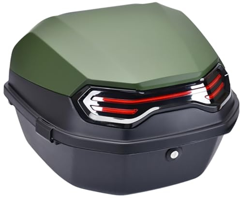 CORGLI 35L Motorrad-Heckkoffer, Universal-Topcase, abschließbarer wasserdichter Helm-Gepäckaufbewahrungsträger, Kunststoff-Tourenkoffer mit Montagematerial für Roller, Moped, Motorrad,Green 1