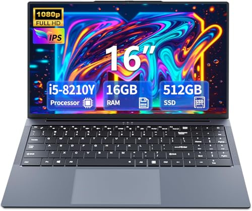 AVENKA Gaming Laptop i5, 16 inch Lap top Computer Up to 3.60GHz,Traditional Computers 16gb RAM 512GB SSD, Full HD 1920X1200 Display 180 Angle Opening for Business laptops