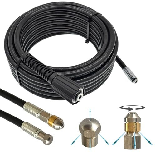 M&M Smartek Tuyau de nettoyage pour nettoyeur haute pression universel M22 IG avec mandrin de 14 mm/15 mm, avec buses rotatives + rigides, longueurs de 3 m à 100 m (kit – rigide, rotatif, 5 m)
