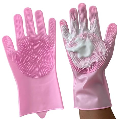 Extra Thick Grooming Gloves for Cats & Dogs - Pet Hair Removal Glove, Silicone Brush for Dog or Cat Washing, Puppy Bath Supplies for Shedding Cleaning & Bathing, Shower Shampoo Scrub