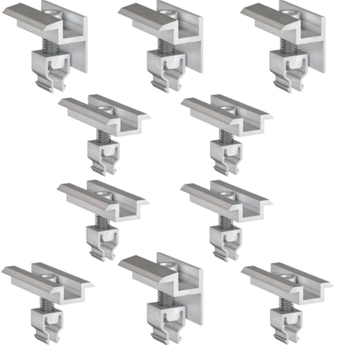 doitBau 4 Modul Set Klickfix Silber – vormontierte End‑ und Mittelklemmen aus Aluminium für 30‑40 mm Modulrahmen, schnelle Montage auf PV-Montageschienen, korrosionsbeständig