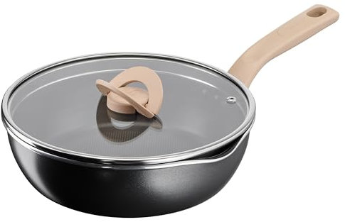 Tefal One Pick Pot Poêle profonde 24cm, 3 personnes, Induction, Polyvalente, Couvercle, Revêtement antiadhésif résistant, Technologie Thermo-Signal, Noir, G1668704