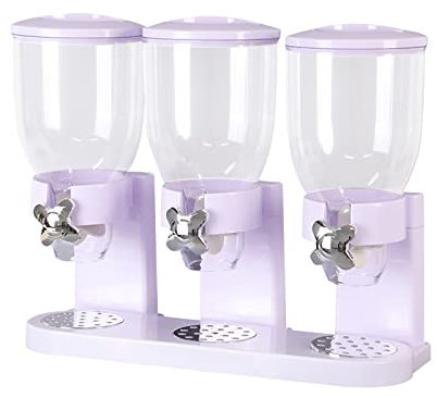 Dispensador triple de alimentos secos con tapa, contenedor de almacenamiento multifunción para harina de caramelo, nueces, cereales, harina de trigo
