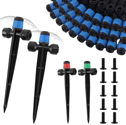 Kalolary 30 Pcs Blue Vortex, Drip Irrigation Emitters with 10 End Plugs