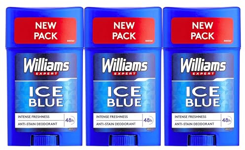 Williams Ice Blue Desodorante en Barra 75 ml – Protección 24 h, Fragancia Fresca y Masculina, Anti-Manchas, Stick para Hombre - Pack Laborawi (3 x 75ml)