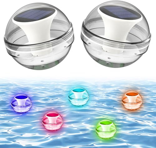 LOMUG Solar Schwimmende Pool-Lichter – Unterwasser Pool Beleuchtung für Teich und Brunnen, Farbwechsel Wasserlicht Kugelleuchte, Schwimmende Solar Beleuchtung für Garten, 2pcs