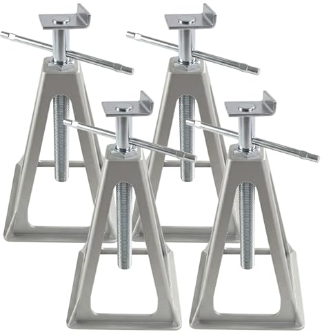 4pcs Caravan Support Stands with 3600kg Max Load Capacity, 28-44 cm Adjustable Height Trailer Jack Stand, Aluminum Alloy Axle Stands Support Stands for RV/Caravan/Trailers