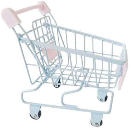 TTETTZ Mini Shopping Cart Small Supermarket Utility Handcart Trolley Made From Iron Suitable for Kids Gift Collectors Home Decoration, Blue