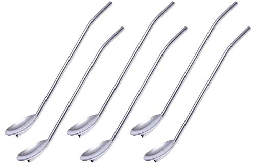 6 St¨¹ Edelstahl Herzform Metall Trinkhalm Wiederverwendbare Strohhalme L?ffel Set (Ovale Form)