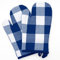 Lot de 2 gants de four à carreaux bleus en 100 % coton - Gants de cuisine pratiques - Gants de cuisine résistants à la chaleur