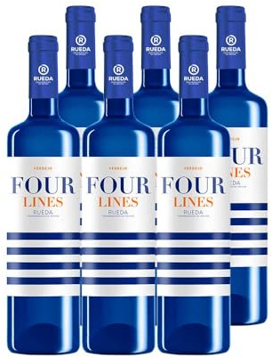 CUATRO RAYAS Four Lines Verdejo - Vino Blanco DO Rueda (6 Botellas x 750ml)