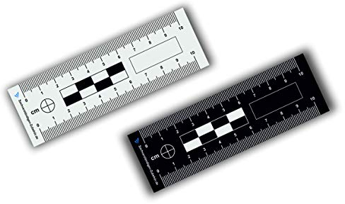 Sachverständigen-Zubehör® Tatort Maßstab Lineal als [Detektiv Nivelliergerät] 2er Set Messlatte | Profi Maßstabslineal | Forensik | Kriminaltechnik | Nivellierlatte | Nivelliersystem | Plastik