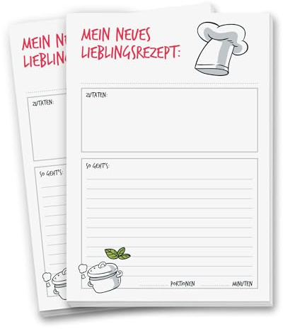 younikat Rezept-Block im 2er Set - je 50 Rezept-Blätter DIN A4 - dv614