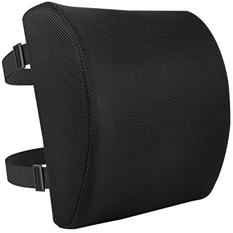 Amazon Basics Rechteckig Rückenstützkissen mit Memoryschaum, Schwarz, 32.9 cm x 32 cm x 10 cm