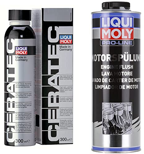 LIQUI MOLY Cera Tec 3721 I Ceramic Wear & Tear Protection & 2425 Pro-Line Engine Flush