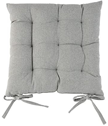 Harbour Housewares Grey Seat Pad for Dining Chair - 40 x 40cm - Square Garden Seat Cushions with Ties Soft Padded Pillow Indoor Kitchen Cushion Outdoor Patio Garden Chair Pads