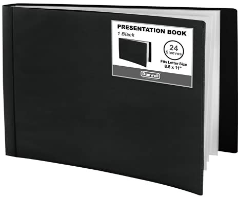 Dunwell 21,6 x 28,9 cm Portfolio-Ordner (horizontal), Kunststoff-Präsentationsbuch, 24 Taschen, 48 Seiten für Dokumente, Zertifikate, Andenken, Kunst-Portfolio-Ordner, säurefreies Polymaterial