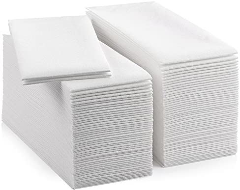 LEKOCH 100 pcs Airlaid Quality Foled White Napkins Disposable Linen Feel Paper Napkins for Wedding Parties Christmas 43 * 30 cm