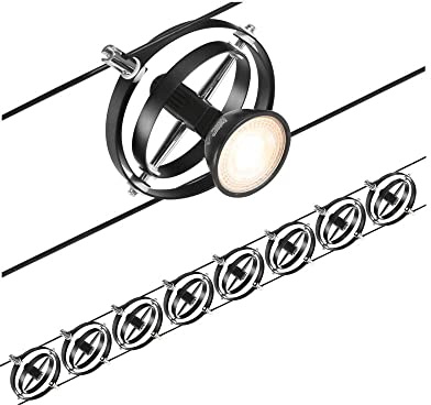 Paulmann 94494 CorDuo Cable System Set Cardan DC Max. 8 x 7 Watt Expandable Black Matt Wire Rope Metal GU5.3 Bulb Not Included