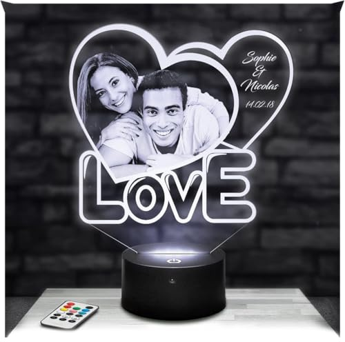 Lampephoto.fr Personalisierte lampe mit foto. Fotogeschenke. Personalisierte lampe herz zum Valentinstag, Partner geschenke, Hochzeitstag, Valentinsgeschenk, Couple Geschenk, Geschenk für sie