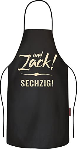 RAHMENLOS Grillschürze Kochschürze Küchenschürze als Geschenk zum 60. Geburtstag aus reiner Baumwolle - Zack! Sechzig