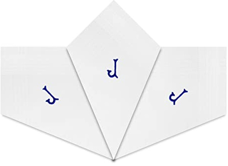 Warwick & Vance Taschentücher für Herren und Herren, Satin, mit blauen gestickten Initialen, 3 Stück, J, 40cm x 40cm