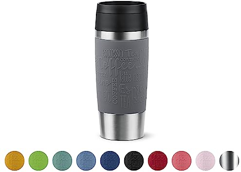 Emsa Travel Mug Classic N20205 - Tazza termica da viaggio, 0,36 litri, tappo a vite, in acciaio inox, 4 ore caldo e freddo per 8 ore, 100% impermeabile, lavabile in lavastoviglie, apertura a 360°