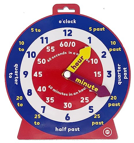 Temple Lodge Early Learning Educational Teaching Clock with Moveable Hands and Magnetic Back. Helps Children Learn to tell the Time, for Classrooms and Home Learning